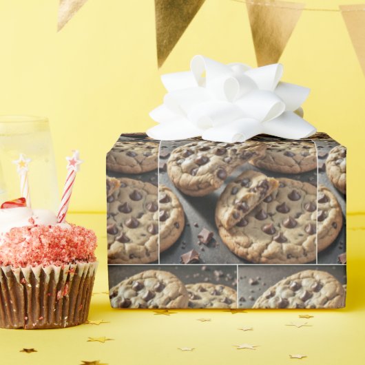 Papier Cadeau Délicieux cookies aux pépites de chocolat (Fête d'anniversaire)