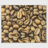 Papier Cadeau Délicieux grains de café en or rustique (Plat)