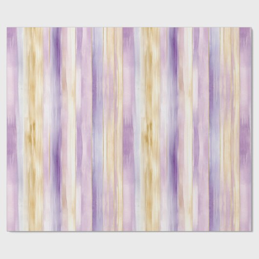 Papier Cadeau Délicieux Iris Violet Crème Rayures Baby Shower Ma (Plat)