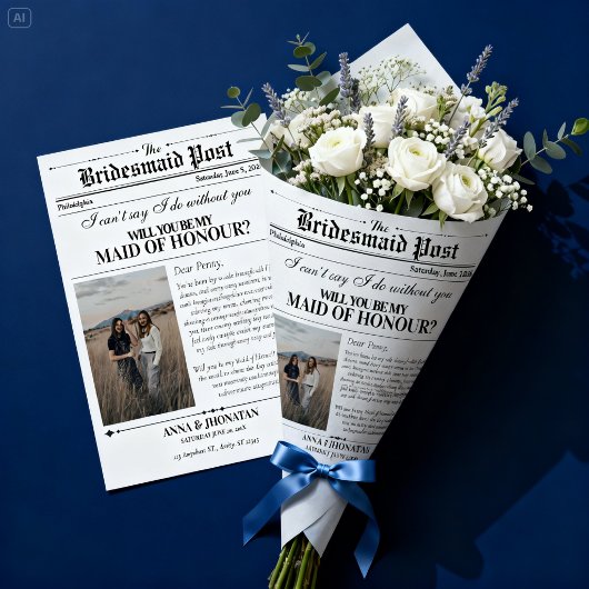 Papier Cadeau Demande Demoiselle d'Honneur Fleur de Journal Emba