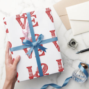 Papier cadeau d'emballage de logo LOVE, cadeau de
