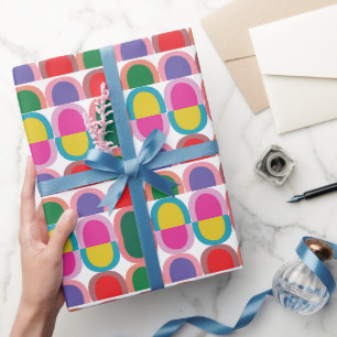 Papier Cadeau Demi-cercle géométrique coloré