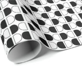 Papier Cadeau Demi-cercle géométrique noir et blanc (Coin rond)