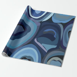 Papier Cadeau Demi-Cercles Bleus Géométrique Abstrait