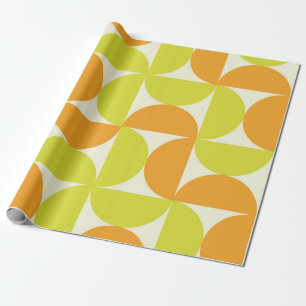 Papier Cadeau Demi-cercles de style milieu de siècle orange et j