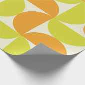 Papier Cadeau Demi-cercles du milieu du siècle orange et jaune (Coin)