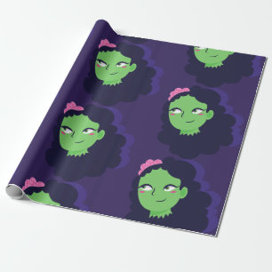 Papier Cadeau demi-mort halloween zombie femme monstre mariée