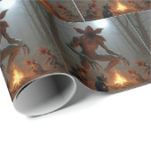 Papier Cadeau Demogorgon Creatures Around a Campfire (Coin rond)