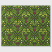 Papier Cadeau Dendroctones et fougères, feuilles verts (Plat)