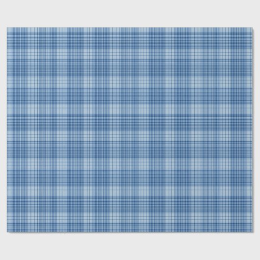 Papier Cadeau Denim Blue Classic Plaid (Plat)