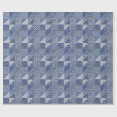 Papier Cadeau Dénim Triangle Patchwork Texture Vintage. (Plat)