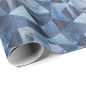 Papier Cadeau Denim Urban : Patchwork à rayures détendues. (Coin rond)