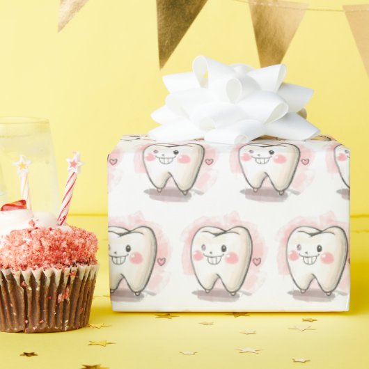 Papier Cadeau Dent Heureuse (Fête d'anniversaire)