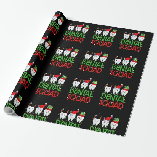 Papier Cadeau Dental Squad Dentist Funny Teeth Christmas Pajamas (Déroulé)