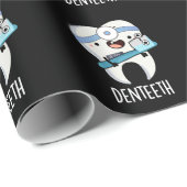 Papier Cadeau Denteeth Drôle Dents Jeu de dents Dark BG (Coin rond)