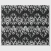 Papier Cadeau Dentelle blanche complexe sur noir (Plat)