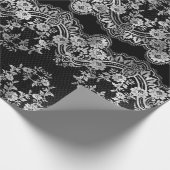 Papier Cadeau Dentelle blanche complexe sur noir (Coin)