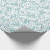 Papier Cadeau Dentelle blanche française sur Aqua (Coin)