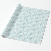 Papier Cadeau Dentelle blanche française sur Aqua (Déroulé)