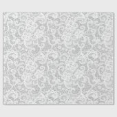 Papier Cadeau Dentelle blanche sur gris (Plat)