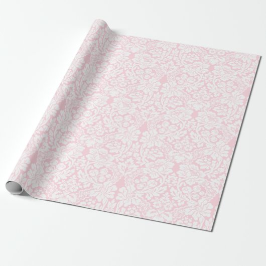 Papier Cadeau Dentelle blanche sur rose (Déroulé)
