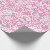 Papier Cadeau Dentelle blanche sur rose (Coin)