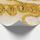 Papier Cadeau Dentelle jaune doré rayé. texture Arrière - plan,  (Coin)
