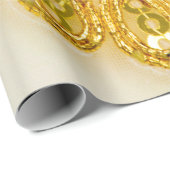Papier Cadeau Dentelle jaune doré rayé. texture Arrière - plan,  (Coin rond)