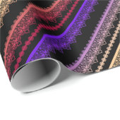 Papier Cadeau Dentelle multicolore sur noir (Coin rond)