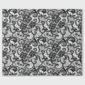 Papier Cadeau Dentelle noire en blanc (Plat)