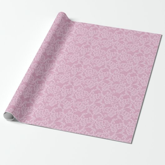 Papier Cadeau Dentelle Rose Clair (Déroulé)