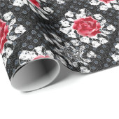 Papier Cadeau Dentelle Rose Goth Métal lourd (Coin rond)