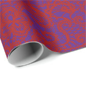 Papier Cadeau Dentelle rouge sur violet (Coin rond)