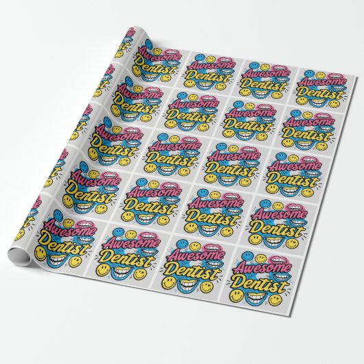 Papier Cadeau Dentiste génial merci (Déroulé)