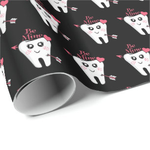 Papier Cadeau Dentiste Saint-Valentin - Cœur de dent, sois mienn