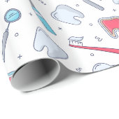 Papier Cadeau Dents et outils Motif dentaire (Coin rond)