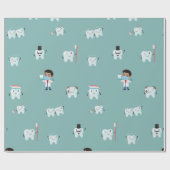 Papier Cadeau Dents sains, dentiste et thème dentaire (Plat)