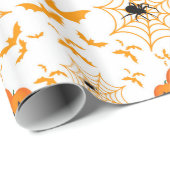 Papier Cadeau Déplaisant Halloween Jack-o'-lantern Bats Spider W (Coin rond)