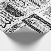 Papier Cadeau déplaisant journal halloween blanc antique (Coin)