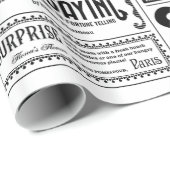 Papier Cadeau déplaisant journal halloween blanc antique (Coin rond)