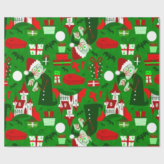 Papier Cadeau déplaisant nosferatu père Noël vampire rouge (Plat)