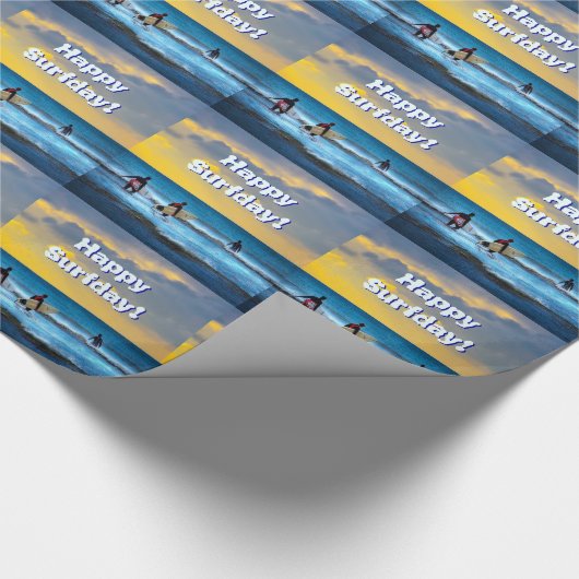 Papier Cadeau Dernier Surf du jour, Joyeux Surfday (Anniversaire (Coin)