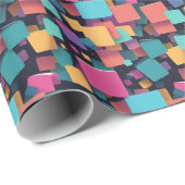 Papier Cadeau Des carrés géants et colorés (Coin rond)