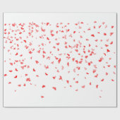 Papier Cadeau Des coeurs rouges qui tombent partout (Plat)