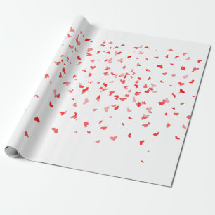 Papier Cadeau Des coeurs rouges qui tombent partout