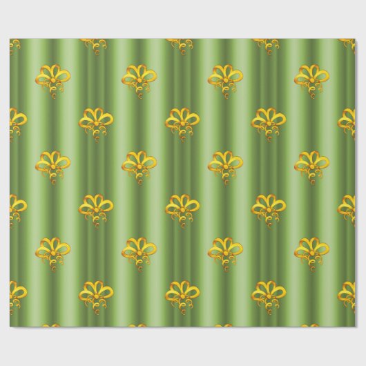 Papier Cadeau Des fantômes d'or pour Noël vert (Plat)