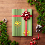 Papier Cadeau Des fantômes d'or pour Noël vert<br><div class="desc">Un motif coloré et festif d'arcs d'or éparpillé sur un vert métallique pour ajouter une touche d'élégance à vos cadeaux de Noël cette année.</div>