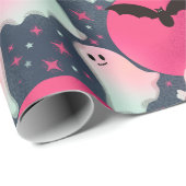 Papier Cadeau Des fantômes moins éffrayants rose (Coin rond)