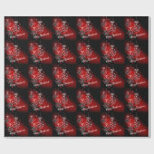 Papier Cadeau Des flocons de neige sur un arrière - plan rouge e (Plat)