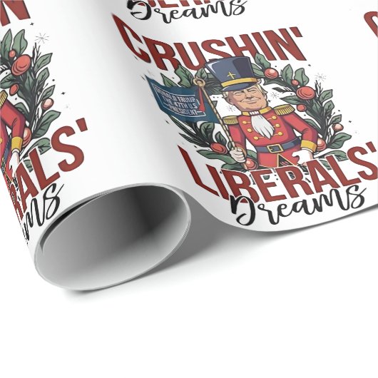 Papier Cadeau Des libéraux écrasants rêvent de Trump Nutcracker (Coin rond)